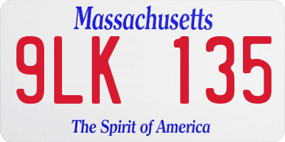 MA license plate 9LK135