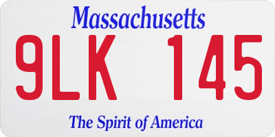 MA license plate 9LK145