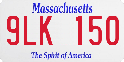 MA license plate 9LK150
