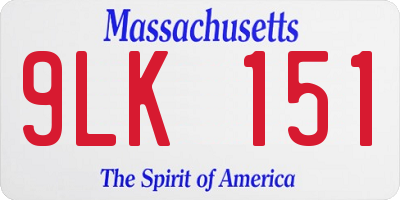 MA license plate 9LK151