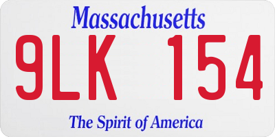 MA license plate 9LK154