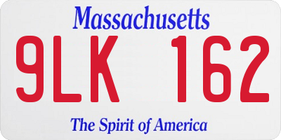 MA license plate 9LK162