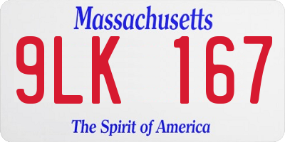 MA license plate 9LK167