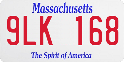MA license plate 9LK168