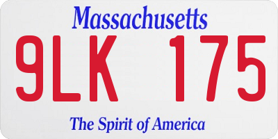 MA license plate 9LK175