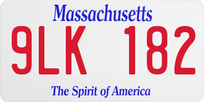 MA license plate 9LK182