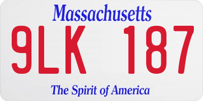 MA license plate 9LK187