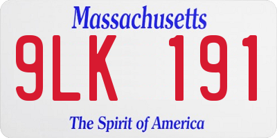 MA license plate 9LK191