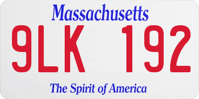 MA license plate 9LK192