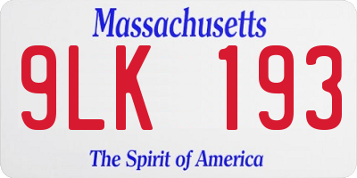MA license plate 9LK193