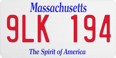 MA license plate 9LK194