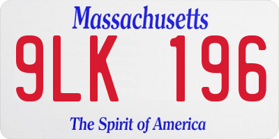 MA license plate 9LK196