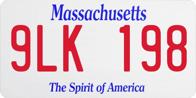 MA license plate 9LK198