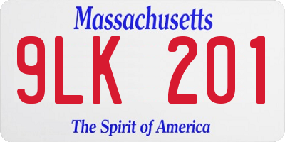MA license plate 9LK201