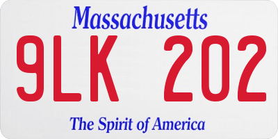 MA license plate 9LK202
