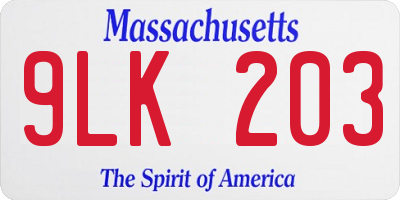 MA license plate 9LK203