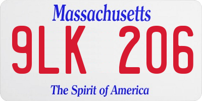 MA license plate 9LK206