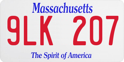 MA license plate 9LK207