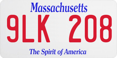 MA license plate 9LK208