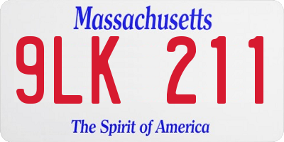 MA license plate 9LK211