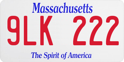 MA license plate 9LK222