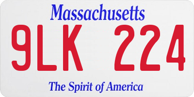 MA license plate 9LK224