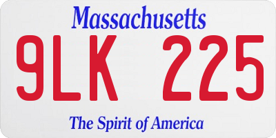 MA license plate 9LK225