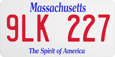 MA license plate 9LK227