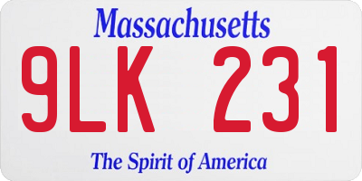 MA license plate 9LK231