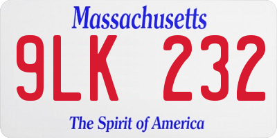 MA license plate 9LK232