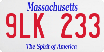 MA license plate 9LK233