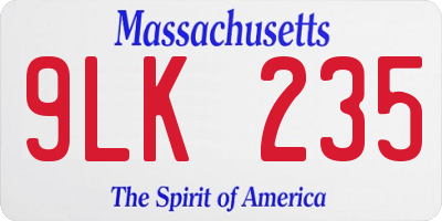 MA license plate 9LK235