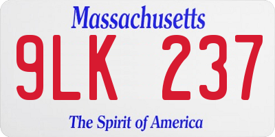 MA license plate 9LK237