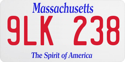 MA license plate 9LK238