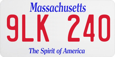 MA license plate 9LK240