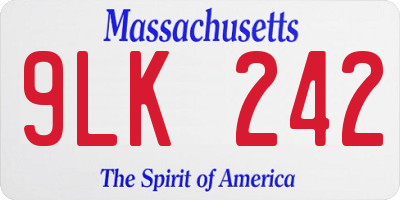 MA license plate 9LK242