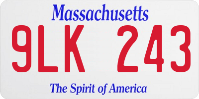 MA license plate 9LK243