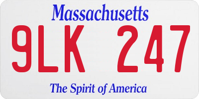 MA license plate 9LK247