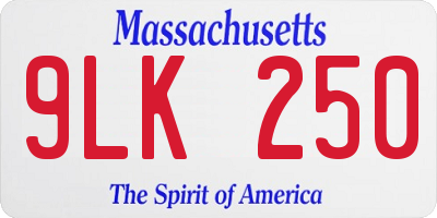 MA license plate 9LK250