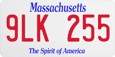 MA license plate 9LK255