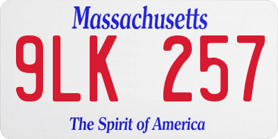 MA license plate 9LK257