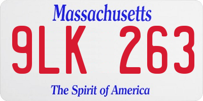 MA license plate 9LK263