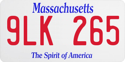 MA license plate 9LK265