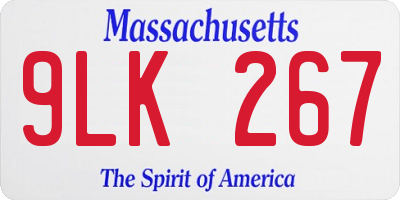 MA license plate 9LK267