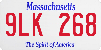 MA license plate 9LK268