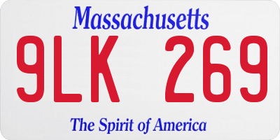 MA license plate 9LK269
