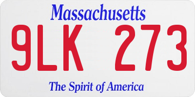 MA license plate 9LK273