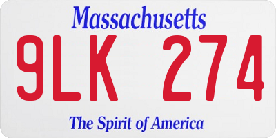 MA license plate 9LK274