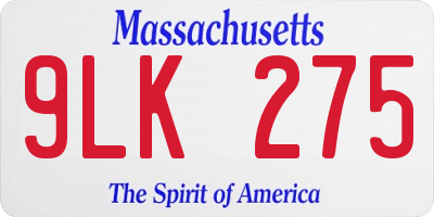 MA license plate 9LK275