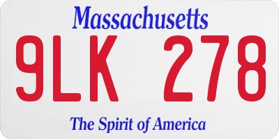 MA license plate 9LK278
